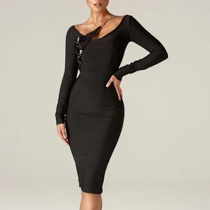 Alieva Black Diana Bandage Dress Medium